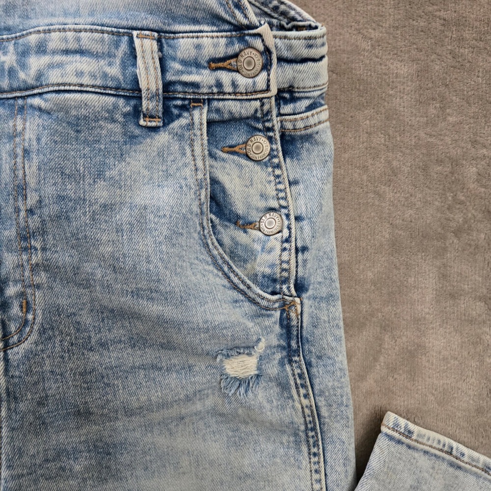 Old Navy Overalls Women 12 Tall Blue Acid Wash Denim Bib Dungaree Jumpsuit 2024 - Picture 8 of 14